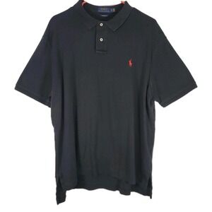 Polo Ralph Lauren Polo Shirt Mens XL Black Custom Fit Red Pony Classic Preppy‎